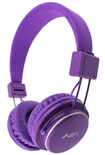 U-009 Foldable Wireless Bluetooth Earphone Headset with Microphone, Micro SD/TF Card, FM Radio,3.5mm Detachable Cable Stereo Hands-Free for Mobile Phone, Tablet, PC, Notebook, Gaming (Purple)