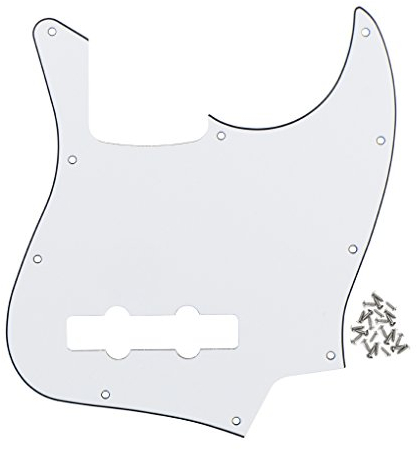 FLEOR 10-Loch JB Bass Pickguard 3Ply Scratch Plate ohne Truss Rod Notch für Standard 4-Saiter Modell JB Bassgitarre, Weiß