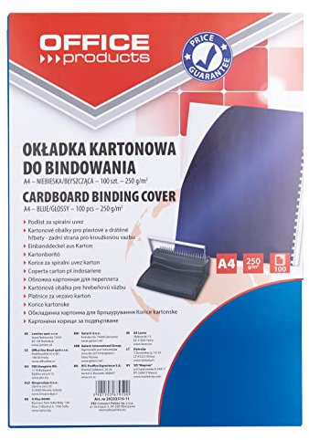 OFFICER PRODUCTS PRODUCTS 20232515-11 Deckblätter Einbanddeckel zum Binden/Dunkelblau Karton/Hartkarton Kartondeckel/DIN A4 250 g/qm Glänzend 100 Stück
