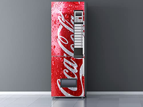 Pegatinas Vinilo para Frigorifico Máquina expendedora cocacola roja | Varias Medidas 185x70cm | Adhesivo Resistente y de Fácil Aplicación | Pegatina Adhesiva Decorativa de Diseño Elegante