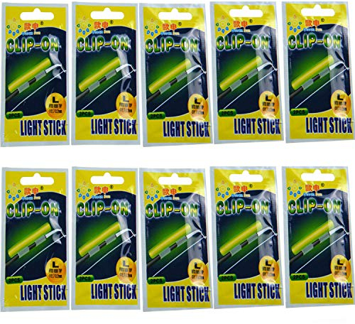 QualyQualy Knicklichter für Angeln 20 Stück in 10 Tütchen Knick Lichtern Knicklicht für Angelruten, Clip-On Knicklicht Knicklichter (20 Stück #L: 2.7-3.2mm)