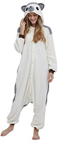 SAMGU Adult Pyjama Cosplay Tier Onesie Body Nachtwäsche Kleid Overall Animal Sleepwear Erwachsene Igel XL