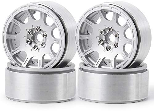 ZuoLan 4 Stück Aluminum Alloy 2.2 RC Felge Felgenringe Beadlock Radfelge für 1/10th RC Crawler Auto Axial Wraith (Silber)