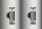Trango 2er Pack 8003 IP44 Alu Up & Down Wandlampe, Wandstrahler Rund Edelstahl gebürstet in Rund für innen & außen - Wandleuchte, Außenstrahlermit mit 2x GU10 Fassung (ohne Leuchtmittel)