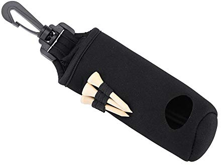 Dilwe Golfball Halterung Bag, Golfball Beutel Clip Tee Halter Sport Golfzubehör mit 3 T-Stücken (Schwarz)