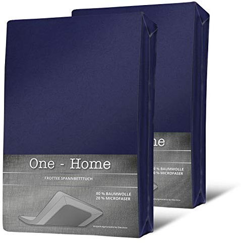 2er Pack Frottee Spannbettlaken Spannbetttuch Bettlaken Set Winter Baumwolle flauschig weich warm, Maße:90x200 cm - 100x200 cm, Farbe:Navy/Marine Blau