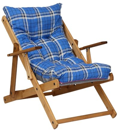 Liberoshopping Sessel Relax Liegestuhl 3 Positionen in Holz Klapppolster H 100 cm Farbe als Foto (Türkis)