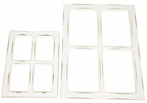 SIDCO Deko Fensterrahmen 2X Dekofenster Shabby Sprossenfenster Dekorahmen weiß Vintage