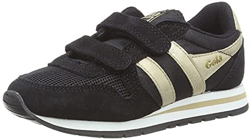 Gola Daytona Mirror Velcro Sneaker, Black/Gold, 28 EU