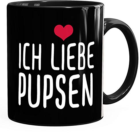 MoonWorks® Ich liebe Pupsen Kaffeetasse Teetasse schwarz 325 ml