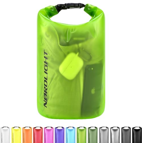 Nordlight Dry Bag 5L Wasserdichter Beutel - (Grün) Wasserdichter Packsack Mit Roll Top Verschluss Und Schultergurt | Schwimmen, Baden, Strand, Kanu, Stand Up Paddling, Tauchen