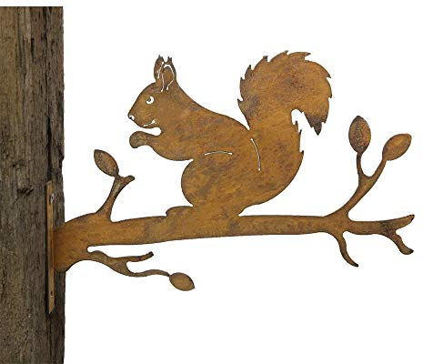Piquet de Jardin en métal rouillé - Décoration de Jardin rouillée - Écureuil rouillé - Décoration rouillée (écureuil revêtu de Poudre d'écureuil)