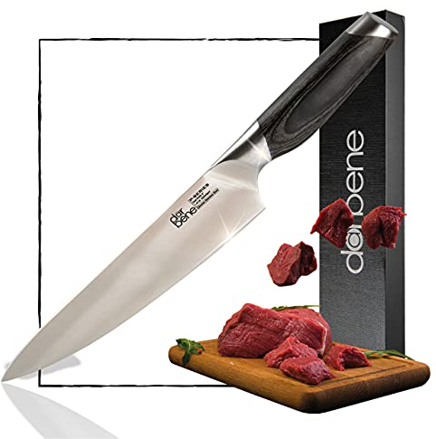 DarBene Chefmesser P-Series 20cm Profi Küchenmesser aus deutschem Edelstahl, klassisches Allzweckmesser Kochmesser, nachschleifbar mit ergonomischen Pakka Holzgriff