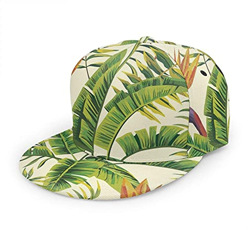 Oaieltj Unisex Baseball Cap Herren Damen Einstellbare Snapback Trucker Hat Mode Hip-Hop Baseball Cap, Hawaiianische Pflanze Farbe Blumen, One size