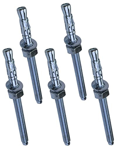 AERZETIX - C54020-5x Perno Tornillo de anclaje rosca larga, Espárrago de expansión - M10x130mm - acero galvanizado - para hormigón, piedra