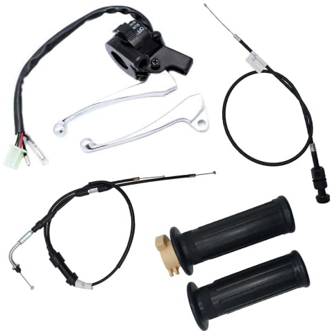 Cylinman Throttle Housing Start Switch Choke Cable Control Left Right Brake Lever Fit for Yamaha PW50 PY50 Peewee Y-Zinger Motorcycle Dirt Bike Black Hand Grip Set