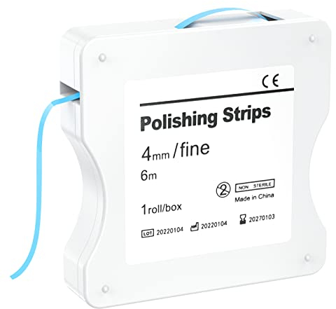 Zahn Schleifpapier, AISEELY Dental Polierstreifen, Fein Größe - 4mm Breite - 6M/Rollen/Box, Zahnschleifpapier Interdental Schleifwerkzeuge zum Polieren von Zähnen (Blau-1 Stück)