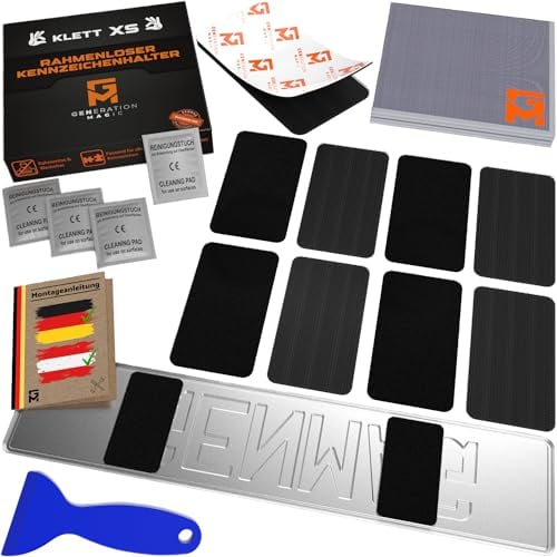 GENMAG 2x License Plate Holder Frameless | Number Plate Holder | Car License Plate Holder | Car Registration Plate Holder Sticky Pads | License Plate Bracket Frame Clips | Invisible | Universal