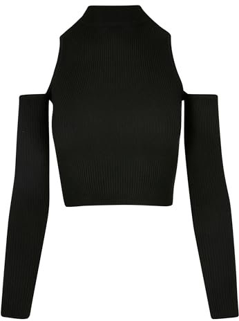 Urban Classics Damen Ladies Rib Knit Cut Out Sleeve Longsleeve T-Shirt, black, 5XL