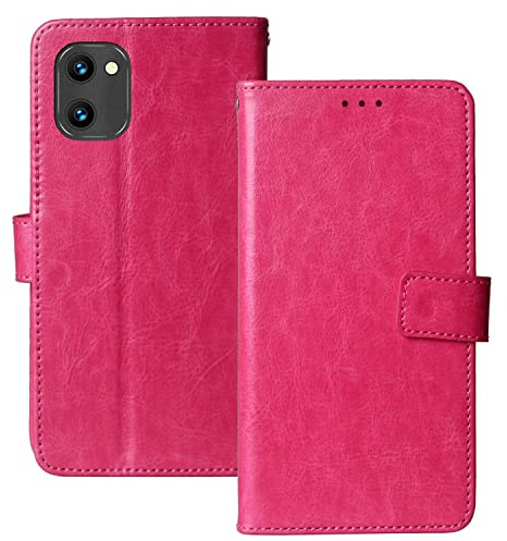 Cuson Flip Leder Tasche Hülle TPU Silikon Für UMIDIGI G1 / C1 / G1 Max / C1 Max / G2 / C2 6.52 Lederhülle Handyhülle Schutzhülle Klapphülle Handytasche Handy Etui Cover Case Abdeckung (Rose)