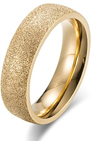 Whoiy Eheringe Carbon Titan, Trauring Paar Edelstahl Gold Zuckerguss Einfacher Ring für Frauen 67 (21.3) Kostenlos Gravieren