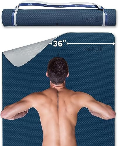 Gogokiwi Extra breite Yogamatte für Männer und Frauen, 183 cm L x 91,4 cm B x 0,6 cm Dicke, rutschfeste Fitness- und Übungsmatte mit Ausrichtungsmarkierungen für Yoga, Pilates, Bodentraining