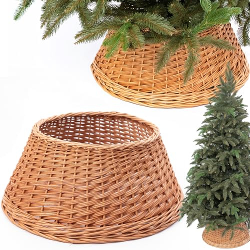 BOGATECO Weidenkorb für den Weihnachtsbaum 60cm Durchmesser | Weihnachtsbaum Rock aus Weide | Weihnachtsbaumkorb | Naturfarbe Christbaumstände aus Weide | Handmache | Natural