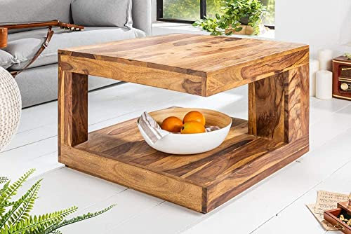 LEBENSwohnART Puristischer Couchtisch Shiva ca.60x60cm massiv Sheesham Palisander