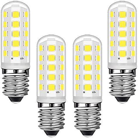 Ugvmn E14 Cooker Hood LED Candle Bulbs 3W Equivalent to 28W Halogen Bulbs, E14 Small Edison Screw Cool White 6000K for Fridge, Cooker Hood, Home Lighting, No Flicker, No Dimmable, AC 220-240V, 4 Pack