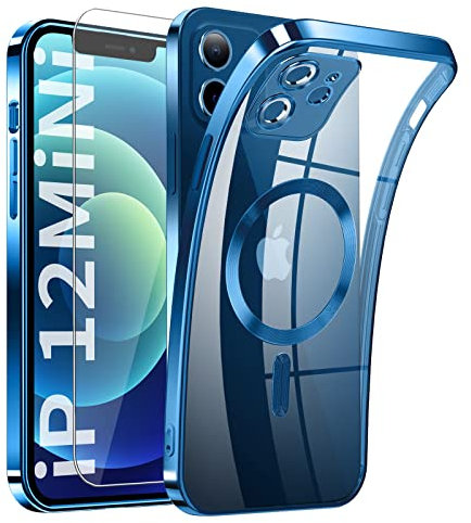 DOSNTO Magnetic Clear for iPhone 12 Mini Case with MagSafe [Full Wrap Camera Protection [Bare iPhone Exterior] Silicone Cover Slim Thin [Non-Yellowing] Anti-Fingerprint Scratch Wireless Charging