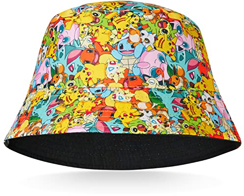 Pokémon Kinder Baseball Cap Snapback Kappe Jungen Bucket Hat Mützen Fischerhut Jungen Mädchen Fischermütze Anglerhut Sonnenhut Pikachu (Mehrfarbig Fischerhut), Einheitsgröße