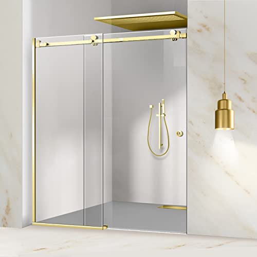 Glissando Porte de douche coulissante Doré Dimensions : 170 x 205 cm à partir de 140/150/160/170/180 x 205 cm - Paroi de douche coulissante en verre transparent (170 x 205 cm, gauche)