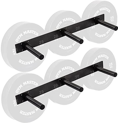 GYM MASTER Olympic 2 Weight Plate Wall Mounted Storage Rack - Vertical or Horizontal - Pair