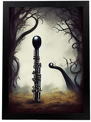 Nacnic Oboe im T. Burton Stil. Illustrationen von Jobs und Berufen, inspiriert von Burtons Dark und Goth Kunst. Innenarchitektur und Dekoration. A4.