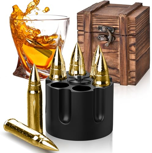 Whisky Steine Geschenkset für Männer Papa Weihnachten Geschenk Mann für Bruder Opa Ehemann Geburtstagsgeschenk - Whiskey Steine Set mit 6 Edelstahl Eiswürfel Wiederverwendbar