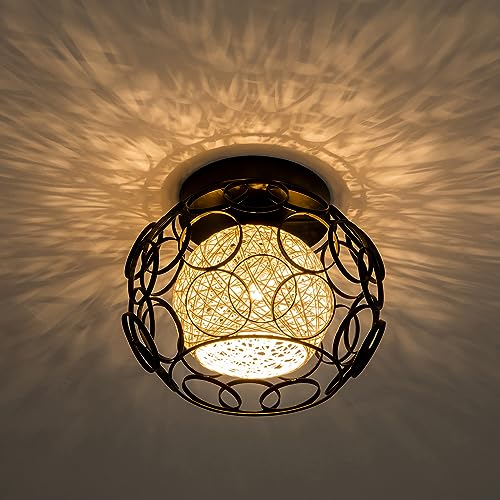 NUODIFAN Vintage Deckenleuchte Flur, LED Geometrischem Metall Vintage Deckenlampe, Deckenleuchte Schwarz Deckenlampe Schlafzimmer Retro Industrial Geeignet für Wohnzimmer und Büro.