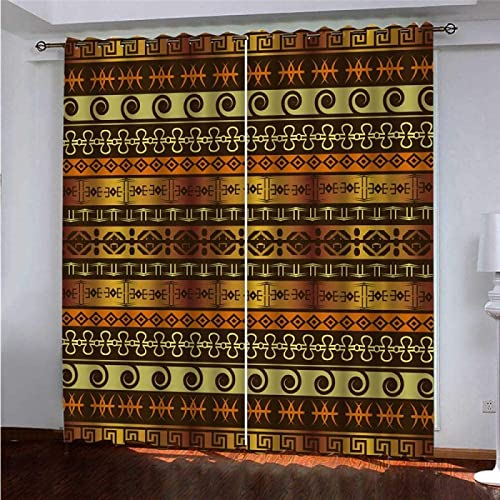FIBITA Vorhang Blickdicht Afrika Vorhänge Retro-Ethno-Stil Gardinen Wohnzimmer Schlafzimmer Verdunklungsvorhänge Thermovorhang 3D Druck Schallschutz Vorhang mit Ösen 2er Set B 132 x H 240 cm