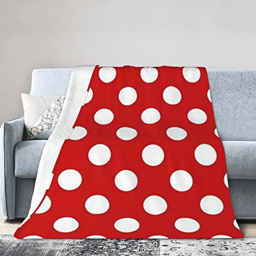 Flanelldecke mit Punkten, rot, ultraweich, Micro-Fleece, Überwurf, Decken, warm, klimatisiert, leichte Bettwäsche für Sofa, Couch, Stuhl, die ganze Saison über