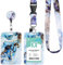 Porte Badge avec Cordon Tour de Cou Porte-cartes Swivel Lobster Clasp avec Lanières Rétractables pour Porte Badges d'Identification Clés Caméra Téléphone Portable (Marbre bleu)