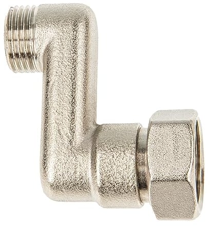 tecuro S-Connection Radiator 40 mm Height Adjustment with Euro Cone, DN 15 (1/2 Inch) Male x DN 20 (3/4 Inch) Union Nut Nickel-Plated Brass, AGS-40