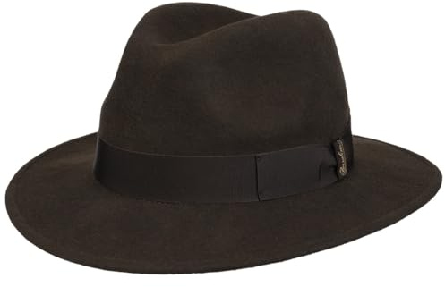 Borsalino Piemonte Traveller Wollhut Wollfilzhut Filzhut Damen/Herren - Made in Italy mit Ripsband, Ripsband Winter Herbst-Winter - 57 cm braun