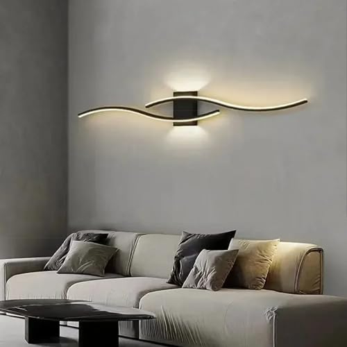 Comely Wandleuchte LED Innen Moderne, Schwarz Wandlampe Innen 27W 3000LM, Wandleuchten LED für Schlafzimmer, Arbeitszimmer, Wohnzimmer, Warmes Weiß 3000K