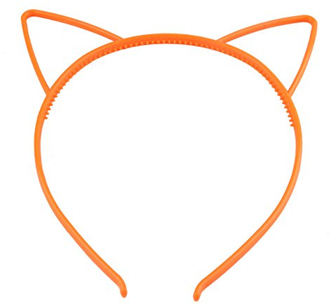 SYSUII Lot de 12 serre-têtes avec oreilles de chat - En plastique - Pour femmes et filles - Pour la vie quotidienne et les fêtes - Orange