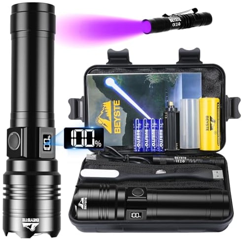BEYSTE Taschenlampe LED Aufladbar 500000 Lumen, LED Taschenlampe Extrem Hell Batteriebetrieben, Sehr Helle Taktische Taschenlampe Aufladbar USB, Starke Taschenlampen Wasserdicht For Outdoor NotfäLle