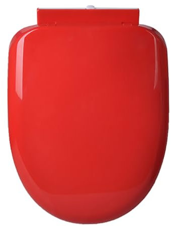 Dazzluxe 16,5-Zoll-Toilettensitz Mit Absenkautomatik, Leiser, Nicht Zuschlagender Toilettendeckel, Einfache Installation Und Freigabe, Leicht Zu Reinigender PP-Toilettensitzbezug,Rot