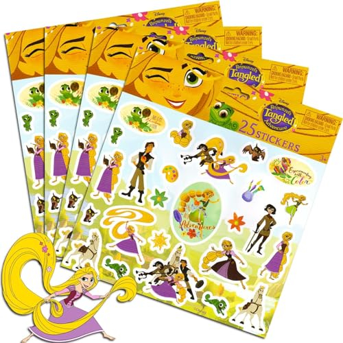 Disney Prinzessinnen-Aufkleber, Partyzubehör, 100 verhedderte Aufkleber mit Rapunzel.