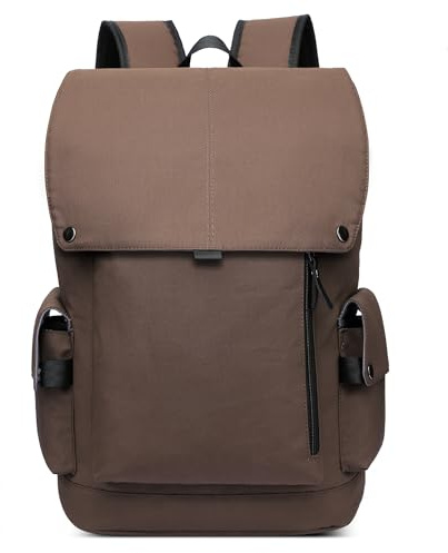 POSSOBAG Retro Rucksack Herren Wasserdicht Mode Groß Kapazität Schultasche 15,6 Zoll Laptop-Rucksack Lässiger Leichter College Daypack für Männer Reisen Business Arbeit Wandern Camping Braun