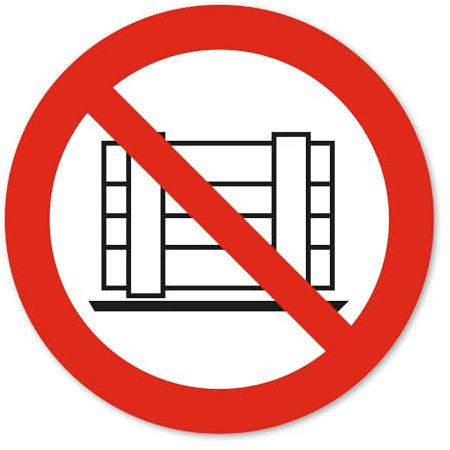 Verbotsaufkleber P023 Abstellen oder Lagern verboten nach DIN EN ISO 7010 I Warnhinweis Sicherheit I UV-Schutz I wetterfest I Ø 10 cm I hin806