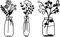 Resama 3 Stück Metall Blume Wanddekor,Schwarze Minimalistische Vase Wandkunst Rustikale Wandkunst Dekor für Küche Wohnzimmer Schlafzimmer Badezimmer