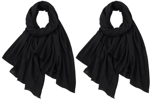 UILYNIU 2 Stück Muslim Hijab, Instant Hijab für Frauen, Premium Chiffon Kopftuch Schal, Islamische Turban-Kopfwickel, Schwarz Kopftuch Damen, Seidenweiche Chiffon Hijab
